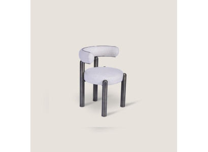 Designer White Chair Dining room Chairs Upholstery Textile Single Seater Metal Feet