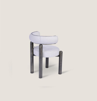 Designer White Chair Dining room Chairs Upholstery Textile Single Seater Metal Feet