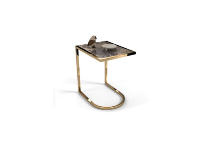 Luxury Side table Designer Living room table stainless steel with glass top