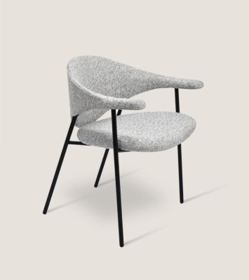 Modern Gray Dining room Chair Single Seater with Armrests Upholstered Chairs