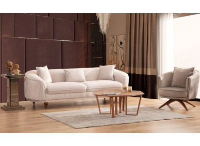 Sofa 3 Seater Elegant Armchair Modern Luxury Design Wood Furniture Upholstery