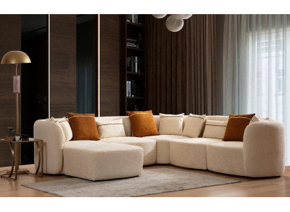 Living room Beige Modern Sofa L-shape Seat Corner sofa Couch Upholstered furniture