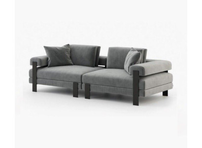Luxury 2 Seater Couch Italian Style Sofa Polyester Gray Living room