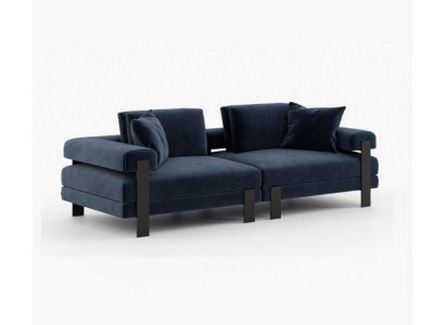 Sofa 2 Seater Upholstered Sofa Blue Textill Design Modern Couch Sofas Luxury
