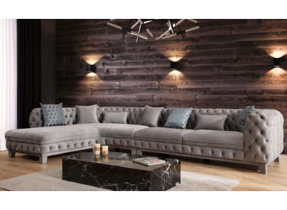 Corner sofa L-shape Couch Chesterfield Design Modern Sofa Fabric Textile new