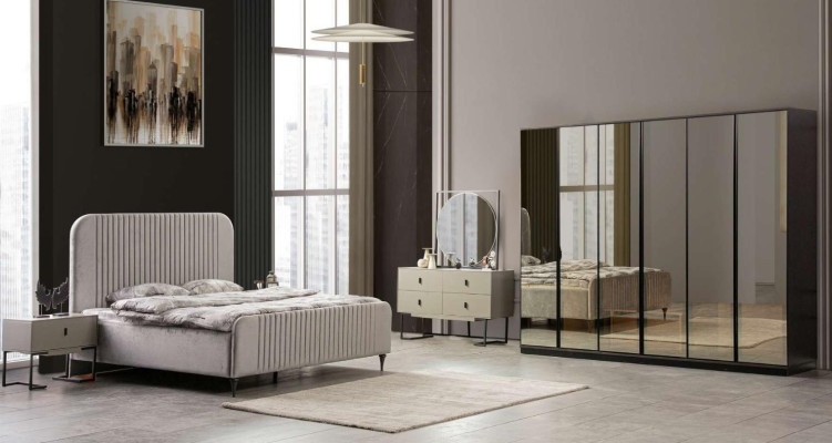 Bed 2x Bedside tables Bedroom Set Design Modern Luxury Set 5 pcs.