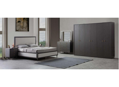 Bedroom Set Modern Luxury Bed 2x Bedside tables Chest of drawers with Mirror