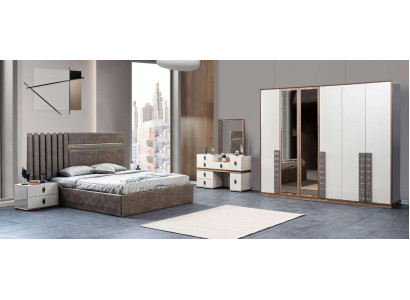 Bed 2x Bedside tables Dressing table with Mirror Set 5 pieces Italian style