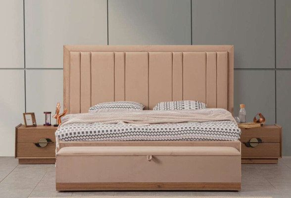 Bedroom Bed 180x200 2x Bedside tables 3-piece set luxury modern