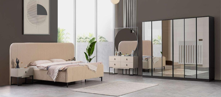 Bedroom Set Bed 2x Bedside tables Dressing table Designer Furniture 5pcs.