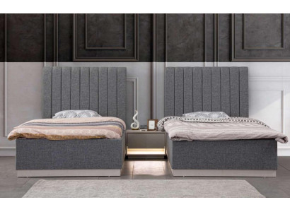 Bedroom 2x Beds Bedside table Beds Double Hotel Upholstery 3 pcs.