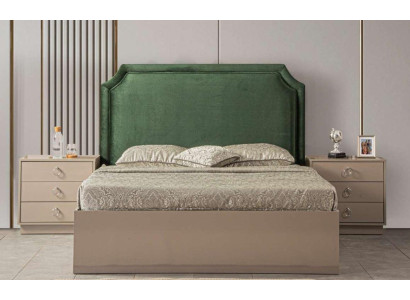 Bed 2x Bedside tables Modern Bedroom Furniture Luxury Wood Design 3pcs.