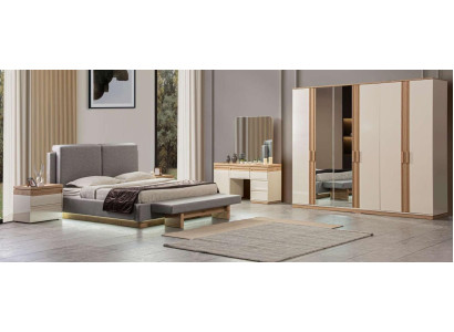 Bedroom Set Bed 2x Bedside tables Wardrobe 5pcs Luxury Furniture