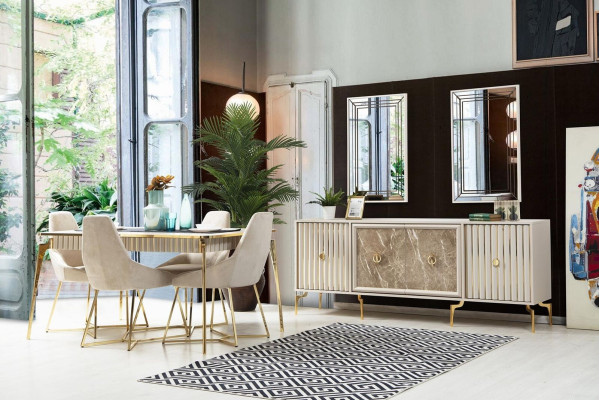 Stylish Dining room Suite Luxury Set Designer Dining table with 6x chairs