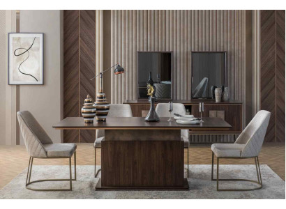 Dining room Furniture Luxury Set Dining table 4x Chairs Modern Design Wood Style