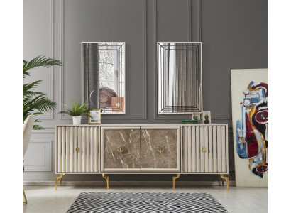 Modern Sideboard with 2x Mirrors Designer Luxury Living room Furniture Wood