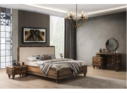 Classic s Bedroom Set Luxury Brown Bed Bedside tables Dressing table