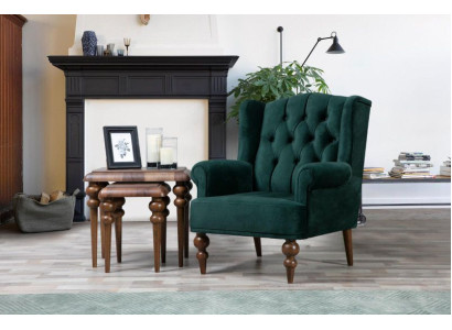 Classic r Chesterfield Green Armchair Wing Chair Upholstery Single Seater