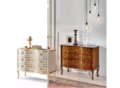 Classic Chest of drawers 3x drawers Real wood Design Living room Furniture