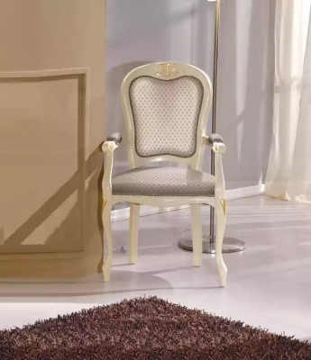 Luxury armchair with white upholstery and armrests for the living room