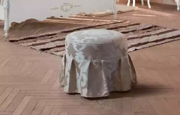 Gray Luxury Footstool Round Upholstered furniture Textile Stool Ottoman