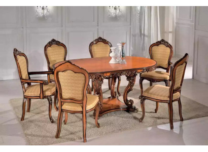 Set Dining table 4x Chairs 2x Armrest chairs EssTable group Wooden tables Tables