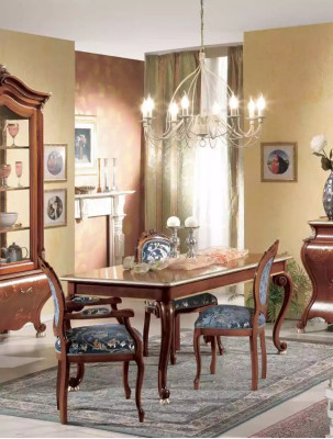 Classic r Dining room set luxury table 2x armrest chairs Wood Group 5 pieces