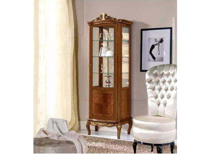 Classic High Quality Brown Display case Glass Wardrobe Real wood Furniture Design