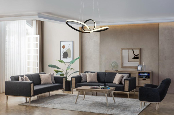 Modern set of high quality gray living room furniture n new