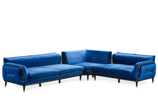 Blue's L-shape upholstered sofa designer corner sofa textile cover living seating furniture