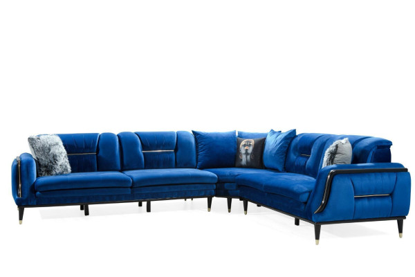 Blue's L-shape upholstered sofa designer corner sofa textile cover living seating furniture