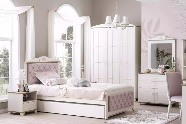 Children's bedside table design Bedside table night console Childrens room Wood White