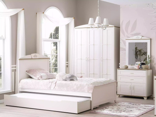 Childrens bed Wooden bed Functional bed Extendable Bed 100 Wood White new