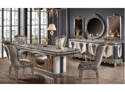 Gray Dining room Suite Classic Dining room Furniture Dining table Chest of drawers new