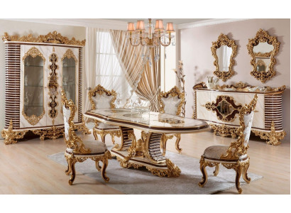 Luxurious Dining room Set Classic Dining set Wood Furniture style design