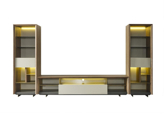 Wall unit TV-cabinet Lowboard TV stand Sideboard Wardrobe 3-piece Wood Brown