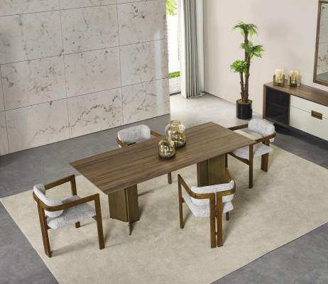 Suite Dining table Dining corner Dining set Set 7 pieces Dining room Brown Wood