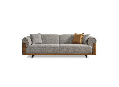 Three Seater Sofa 3 Seater Upholstered Sofa Gray Fabric Polyester Couch Modern