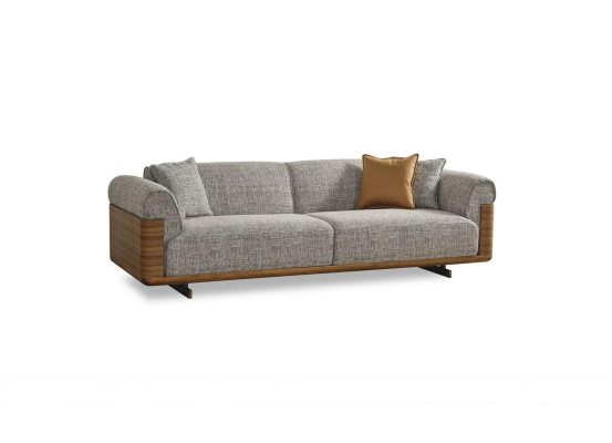Three Seater Sofa 3 Seater Upholstered Sofa Gray Fabric Polyester Couch Modern