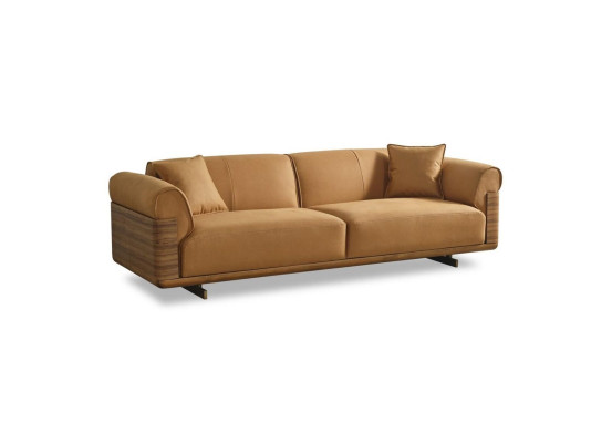 Sofa Three Seater 3 Seater Upholstered Sofa Brown Fabric Polyester Couch Modern