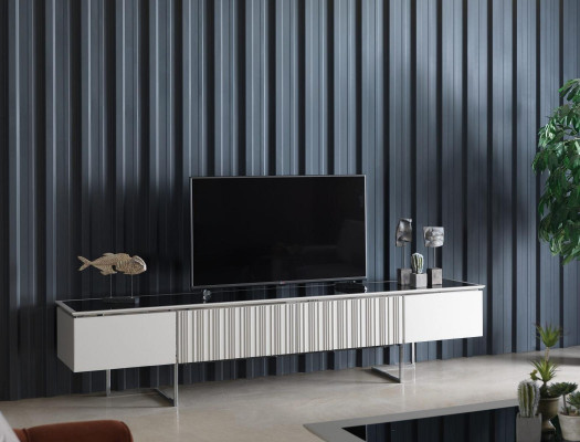 Stylish TV cabinet lowboard TV stand wall unit sideboard wardrobe wood white