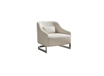 Modern Armchair Wing Chair Seater Polyester White Fabric Living room