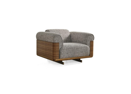 Armchair Fabric Wing Chair Seater Polyester Gray Living room Modern