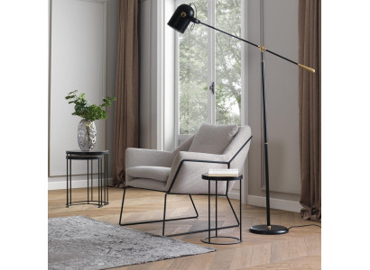 Armchair Single Seater Fabric Wing Chair Seater Polyester Gray Living room