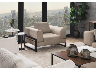 Armchair Single Seater Fabric Wing Chair Seater Polyester Gray new Living room