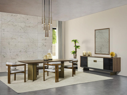 Dining corner Dining set Suite Dining table Set 9pcs Dining room Brown Wood new