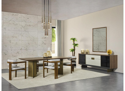 Dining corner Dining set Suite Dining table Set 9pcs Dining room Brown Wood new