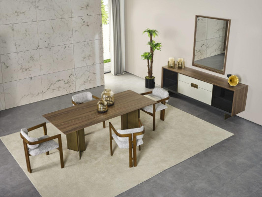 Dining corner Dining set Suite Dining table Set 9pcs Dining room Brown Wood new