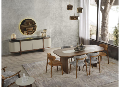 Dining set Suite Dining table Set 9pcs Dining room Brown Wood new
