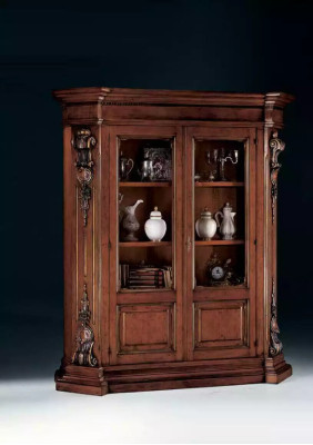 Solid wood Brown Bookshelf Living room Furniture Brown Luxury Wardrobe